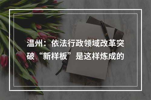 温州：依法行政领域改革突破“新样板”是这样炼成的