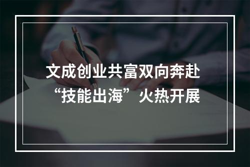 文成创业共富双向奔赴 “技能出海”火热开展