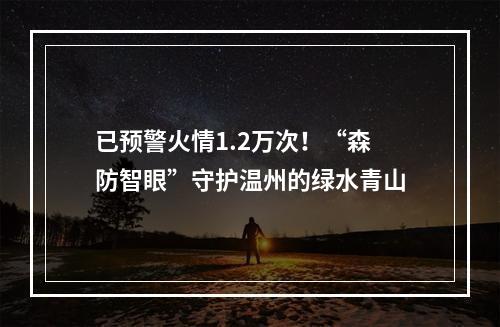 已预警火情1.2万次！“森防智眼”守护温州的绿水青山