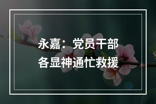 永嘉：党员干部各显神通忙救援