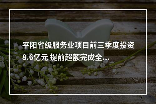 平阳省级服务业项目前三季度投资8.6亿元 提前超额完成全年任务
