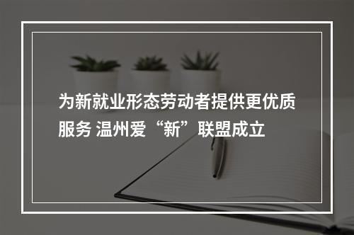 为新就业形态劳动者提供更优质服务 温州爱“新”联盟成立
