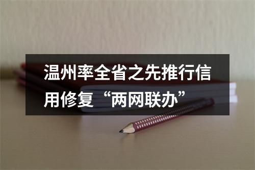 温州率全省之先推行信用修复“两网联办”