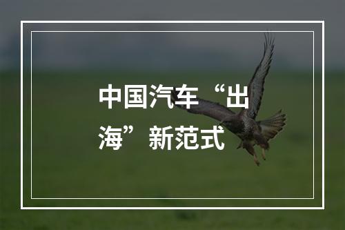 中国汽车“出海”新范式