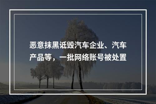 恶意抹黑诋毁汽车企业、汽车产品等，一批网络账号被处置