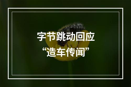 字节跳动回应“造车传闻”