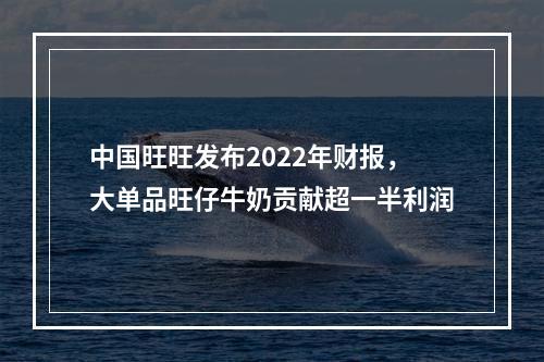 中国旺旺发布2022年财报，大单品旺仔牛奶贡献超一半利润