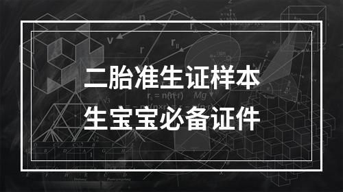 二胎准生证样本生宝宝必备证件