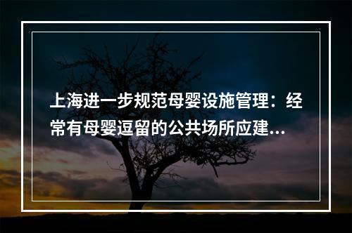 上海进一步规范母婴设施管理：经常有母婴逗留的公共场所应建母婴室
