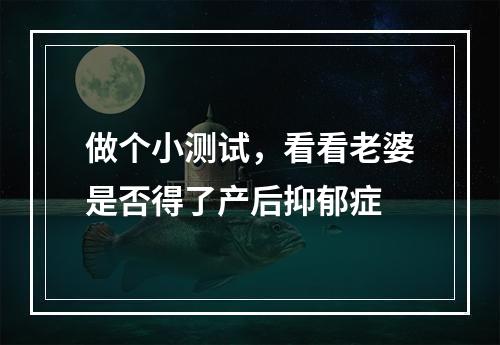 做个小测试，看看老婆是否得了产后抑郁症