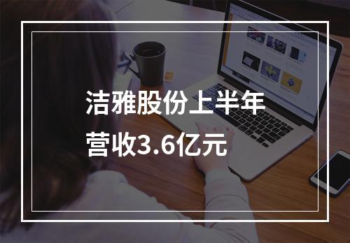 洁雅股份上半年营收3.6亿元