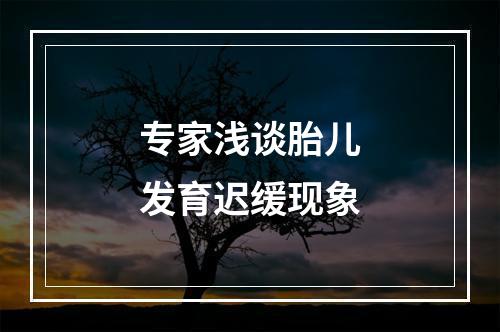 专家浅谈胎儿发育迟缓现象