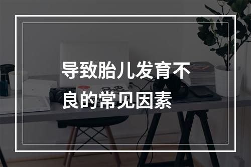 导致胎儿发育不良的常见因素