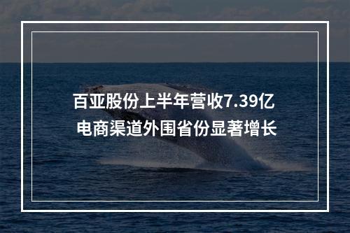 百亚股份上半年营收7.39亿 电商渠道外围省份显著增长