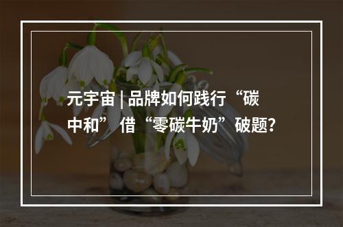 元宇宙 | 品牌如何践行“碳中和” 借“零碳牛奶”破题？