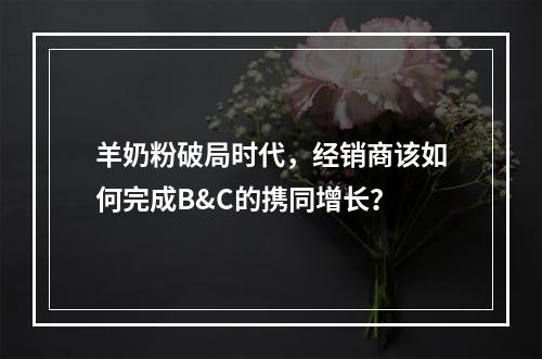 羊奶粉破局时代，经销商该如何完成B&C的携同增长？