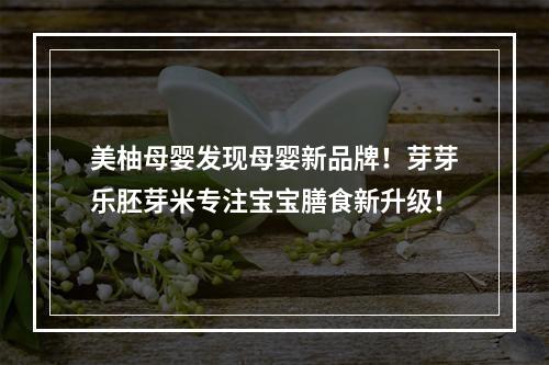 美柚母婴发现母婴新品牌！芽芽乐胚芽米专注宝宝膳食新升级！