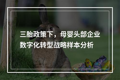 三胎政策下，母婴头部企业数字化转型战略样本分析