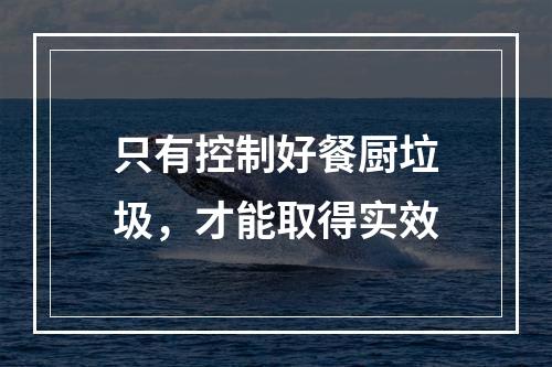 只有控制好餐厨垃圾，才能取得实效