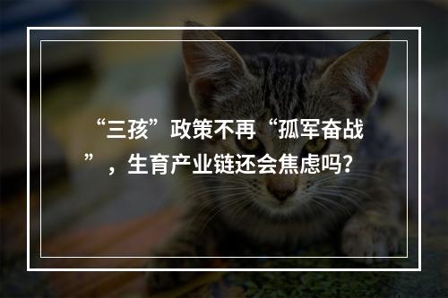 “三孩”政策不再“孤军奋战”，生育产业链还会焦虑吗？