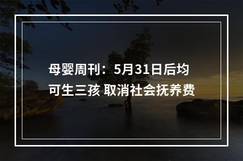 母婴周刊：5月31日后均可生三孩 取消社会抚养费