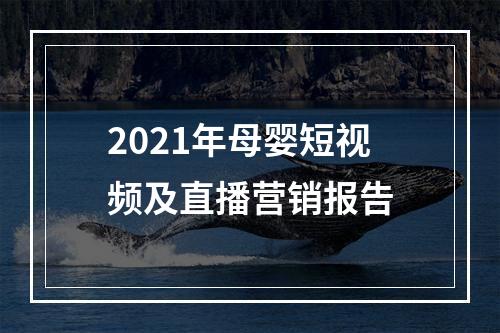 2021年母婴短视频及直播营销报告