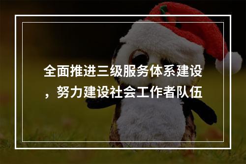 全面推进三级服务体系建设，努力建设社会工作者队伍
