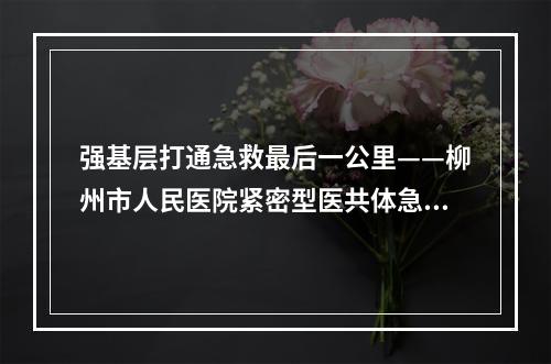 强基层打通急救最后一公里——柳州市人民医院紧密型医共体急救点通过评审