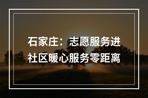 石家庄：志愿服务进社区暖心服务零距离