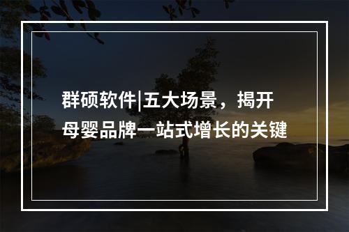 群硕软件|五大场景，揭开母婴品牌一站式增长的关键