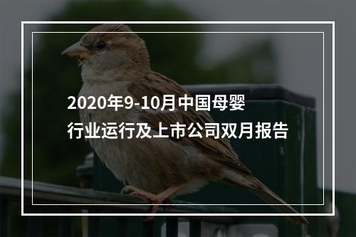 2020年9-10月中国母婴行业运行及上市公司双月报告