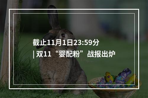 截止11月1日23:59分 | 双11“婴配粉”战报出炉