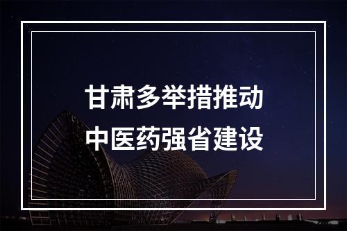 甘肃多举措推动中医药强省建设