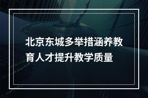 北京东城多举措涵养教育人才提升教学质量