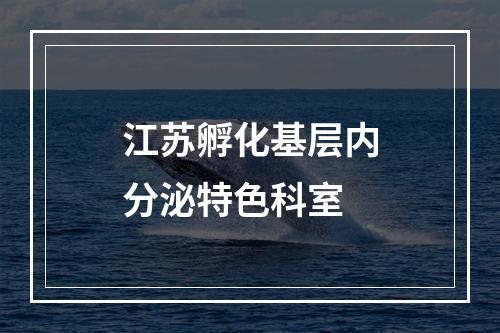 江苏孵化基层内分泌特色科室