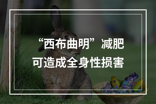 “西布曲明”减肥可造成全身性损害