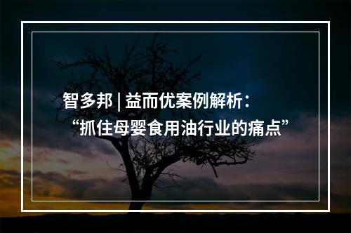 智多邦 | 益而优案例解析：“抓住母婴食用油行业的痛点”