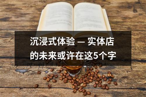 沉浸式体验 — 实体店的未来或许在这5个字