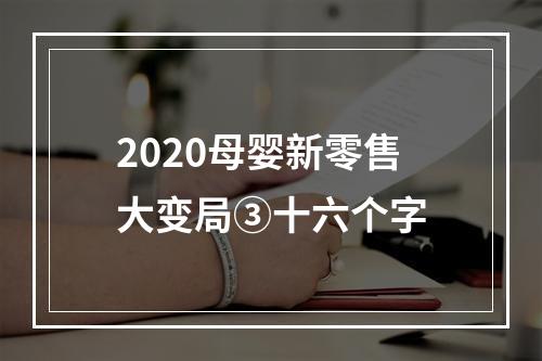 2020母婴新零售大变局③十六个字