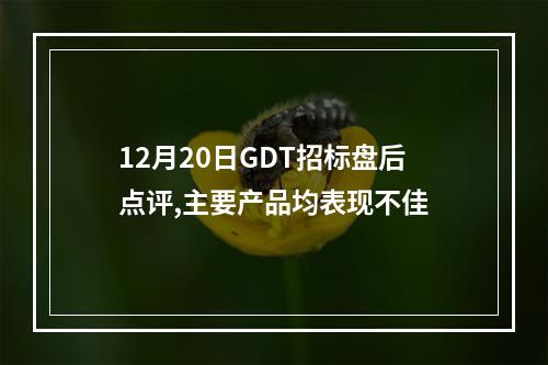 12月20日GDT招标盘后点评,主要产品均表现不佳