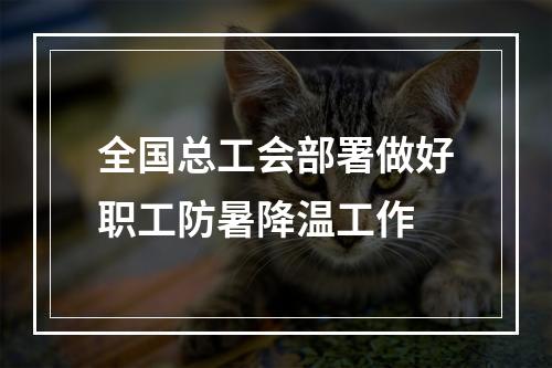 全国总工会部署做好职工防暑降温工作