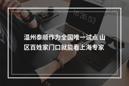 温州泰顺作为全国唯一试点 山区百姓家门口就能看上海专家