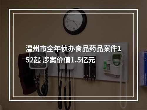 温州市全年侦办食品药品案件152起 涉案价值1.5亿元