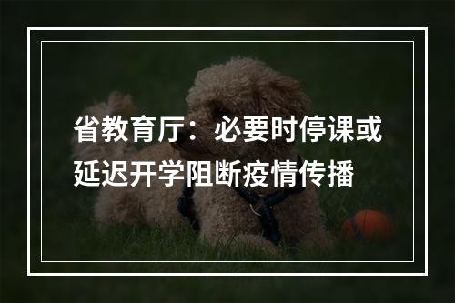 省教育厅：必要时停课或延迟开学阻断疫情传播
