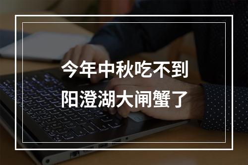 今年中秋吃不到阳澄湖大闸蟹了