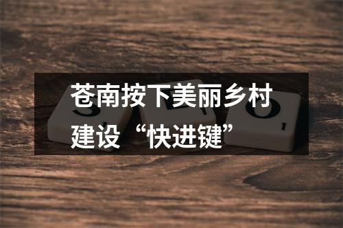 苍南按下美丽乡村建设“快进键”