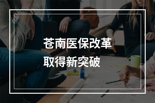 苍南医保改革取得新突破