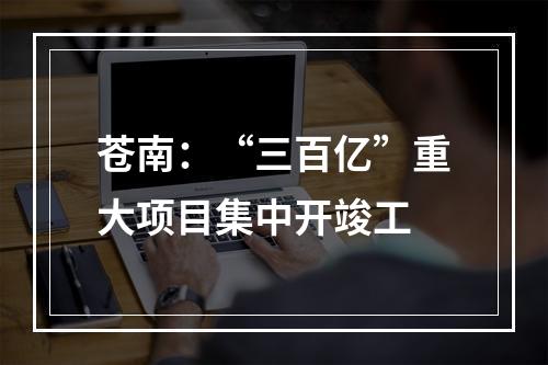 苍南：“三百亿”重大项目集中开竣工