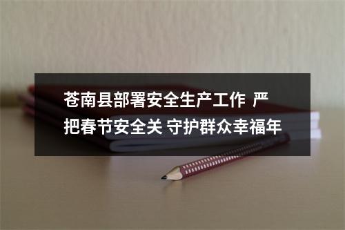 苍南县部署安全生产工作  严把春节安全关 守护群众幸福年