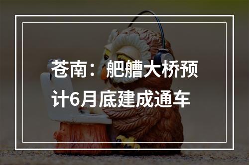 苍南：舥艚大桥预计6月底建成通车